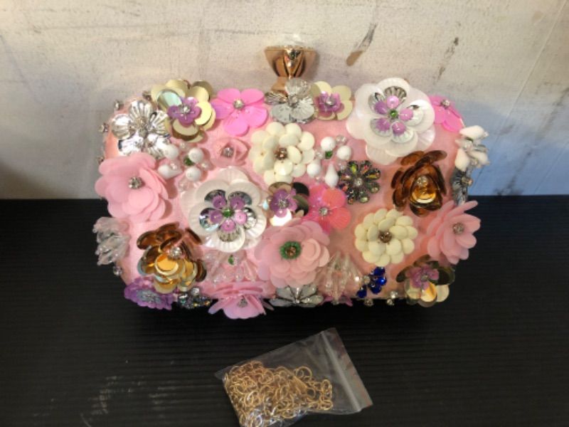 Photo 3 of  Women's Handmade Flower Beaded Bags Chain Bags Colorful Floral Clutch Evening Bags
