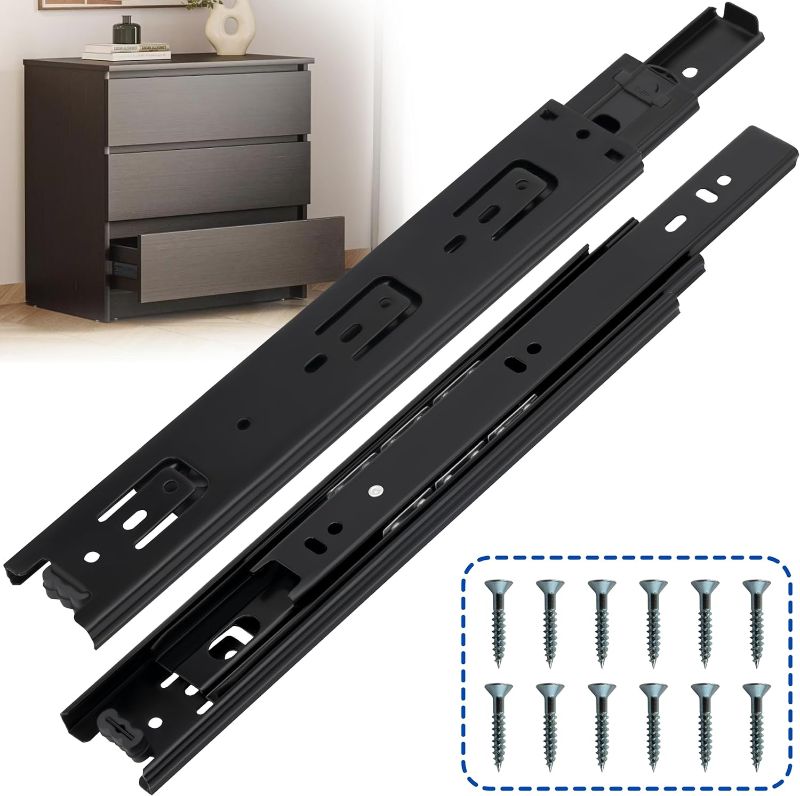 Photo 1 of 1 pair only----Drawer Slides 10 Inches – Side Mount, Heavy Duty Drawer Slides Metal Ball Bearing Full Extension Drawer Rails for Kitchen Cabinets & SideTables –100 LB Capacity
