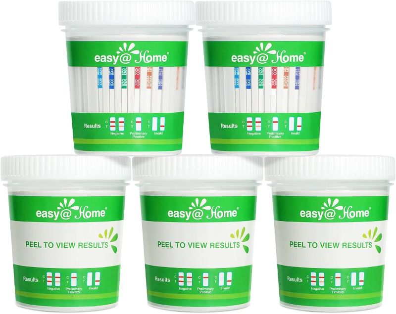 Photo 1 of 5 Pack Easy@Home 12 Panel Drug Test Cup Kit with Temperature Strip - Testing OPI2000,THC,COC,MET/mAMP,OXY,AMP,BAR,BZO,MTD,MDMA,PCP,TCA - Instant Urine Test -#ECDOA-7124