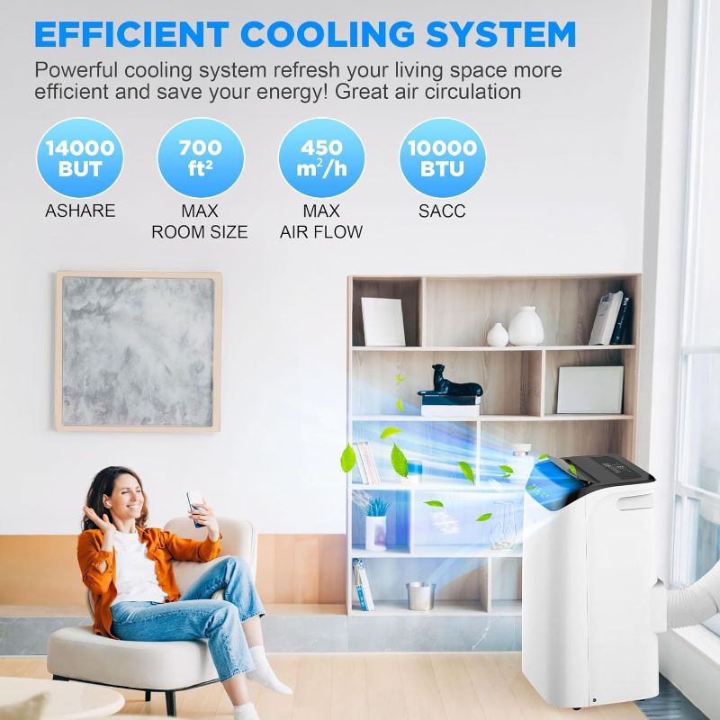 Photo 1 of 14000 BTU Portable Air Conditioners with Remote Control, 3-in-1 Free Standing Cooling AC Unit with Fan & Dehumidifier, Cools Room up to 700 sq.ft, Smart/Sleep Mode,3 Speed,Auto Swing,24H Timer
