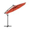 Photo 1 of 10 ft. Metal Patio Offset Cantilever Umbrella with Solar Lights Deck Umbrella Easy Tilt Adjustment in Orange
