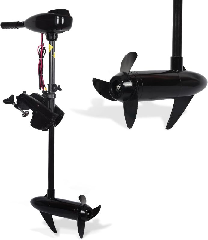 Photo 1 of 86 LBS Thrust 8 Speed Electric Outboard Trolling Motor for Fishing Boats Saltwater Transom Mounted with Adjustable Handle, 24V 30" Shaft
