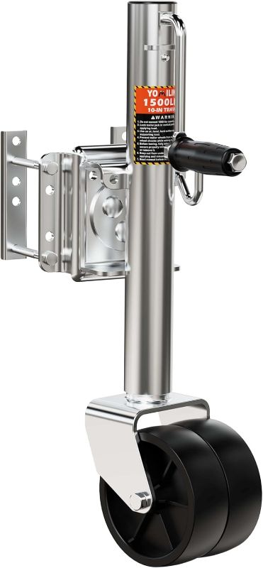 Photo 1 of 1500 lbs Trailer Jack with Dual Wheel, Heavy Duty Swivel Boat Trailer Jack, 10" Lift, Bolt-on Trailer Tongue Jack for RV Trailer Boat
