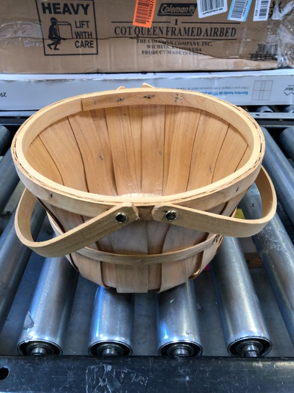 Photo 2 of 11 x 6.5'' Large Round Wooden Basket Fruit Baskets