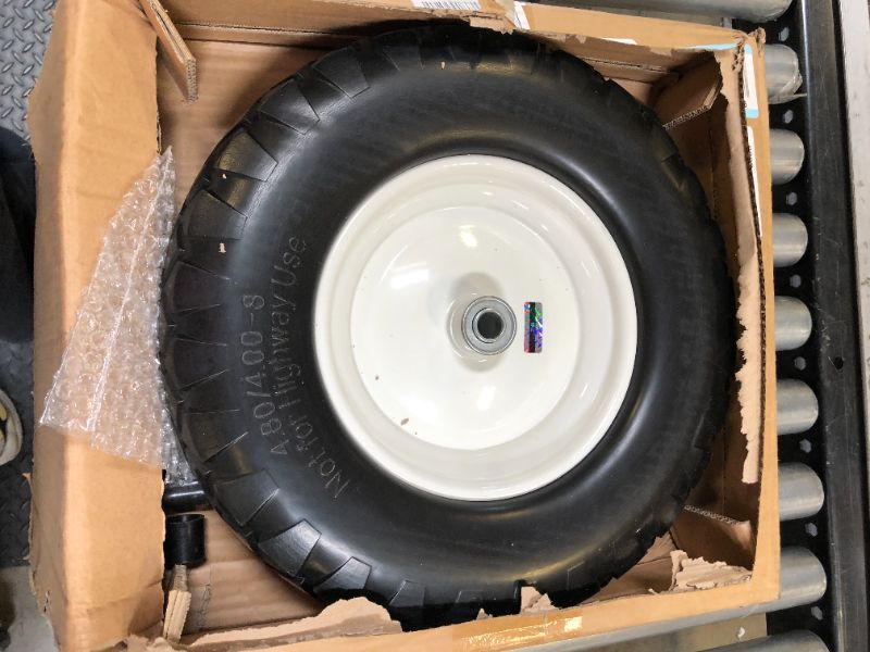 Photo 2 of 1PZ W08-T2R 16" Flat Free Wheelbarrow Wheels and Tires 4.80/4.00-8 Solid Wheelbarrow Tires with 5/8"&3/4" Bearings,14"-16" Universal Fit for Wheelbarrows Garden Trailer