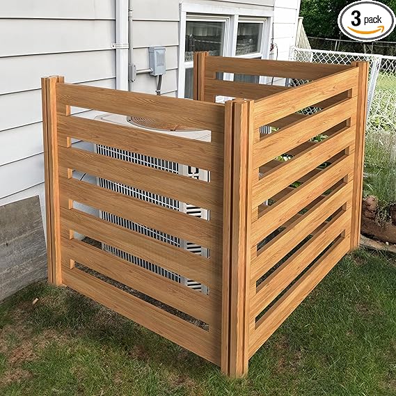 Photo 1 of Air Conditioner Fence Wood Composter Bin 3 Panels 36 "L x 36 "W x 36 "H Privacy Screens Fence Panels for Outside?Outdoor Trash Can Pool Equipment Enclosure Panels
