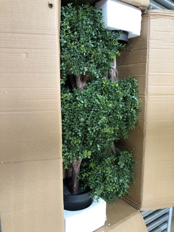 Photo 2 of ?Set of 2? Lifelike 3Ft arfiticial Double Ball Topiary Trees Outdoor Faux Topiary Tree for Out Door Porch Decor