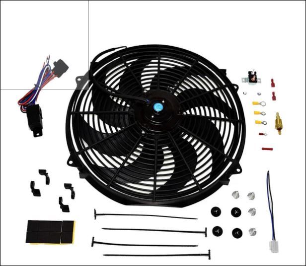 Photo 1 of 16" Electric Curved 8 Blade Reversible Cooling Fan 3000CFM Thermostat Kit