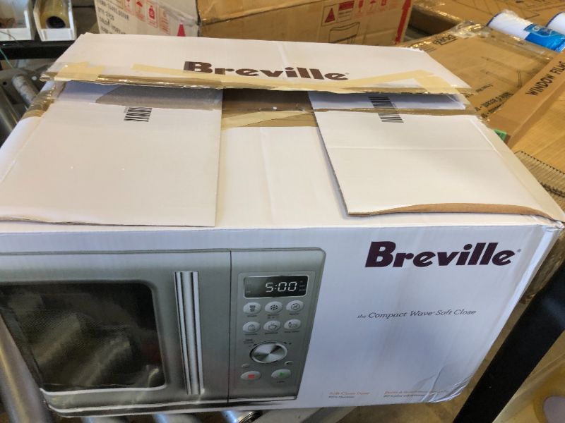 Photo 3 of Breville BMO650SIL the Compact Wave Soft Close Countertop Microwave Oven, Silver & Tovolo - 81-31531 Vented Collapsible Microwave Splatter Proof Food Plate Cover, 10.5" Round, 10.5 inch, Charcoal Microwave Oven + Plate Cover