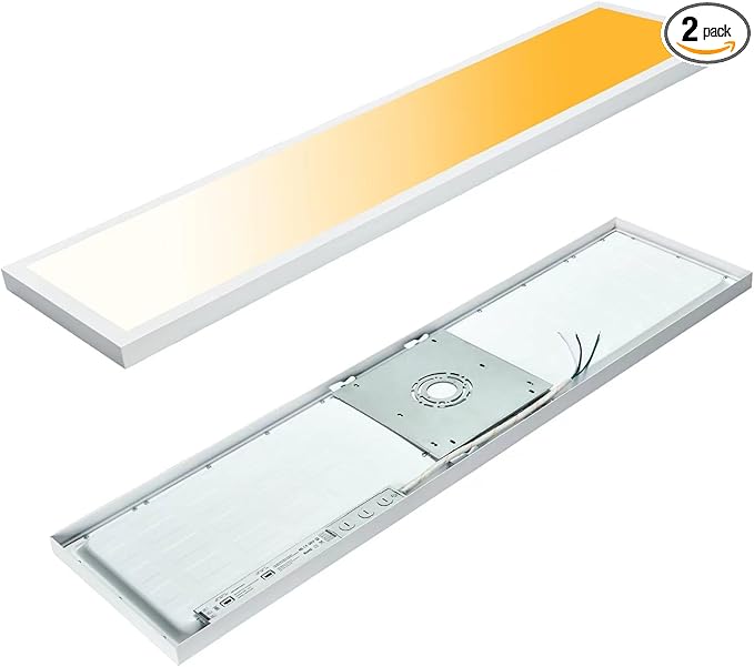 Photo 1 of 1x4 LED Flat Panel Light Surface Mount, 40W-30W-20W & 3000K-4000K-5000K Selectable, 0-10V Dimmable, Rectangular Flush Mount Ceiling Light for Kitchen, Commercial, 100-277V, ETL, 2 Pack