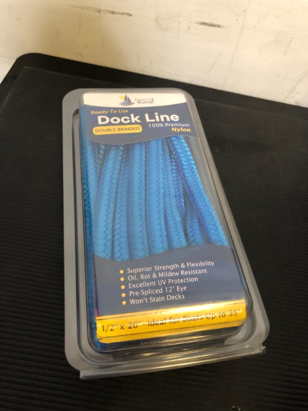 Photo 2 of 1/2 x 20' Blue Double Braided Premium Nylon Dock Line - For Boats up to 35' - Boating Accessories