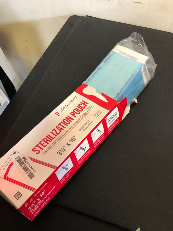 Photo 2 of 200 Self Sterilization Pouches for Cleaning Tools, Autoclave Sterilizer Bags for Dental Offices, Pouch for Dentist Tools Measuring 3.5 by 10 Inches, 1 Box of Paper Blue Film