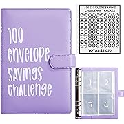 Photo 1 of 100 Envelopes Money Saving Challenge, 100 Envelope Challenge Binder, Easy and Fun Way to Save $5,050, Savings Challenges Budget Book Binder with Cash Envelopes 
