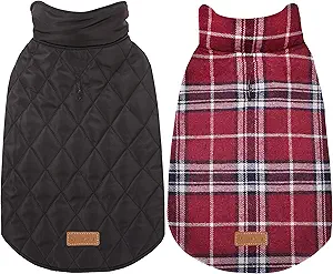 Photo 1 of 
Warm Dog Coat, Reversible Waterproof Winter Dog Jacket Coat - British Style Plaid Dog Clothes Vest