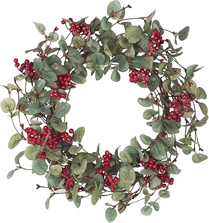 Photo 1 of 18 Inch Christmas Wreath Christmas Decorations with Berries Winter Wreath