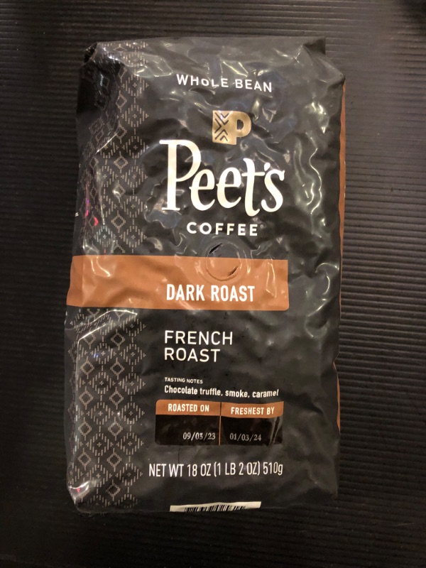 Photo 1 of Peet's Coffee, Dark Roast Whole Bean Coffee - French Roast 18 Ounce Bag French Roast 18 Ounce (Pack of 1)