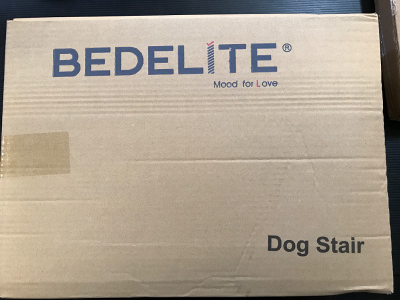 Photo 2 of BEDELITE Dog Stairs for Large Dogs, Heavy-Loaded Foldable Pet Stairs Up to 200Lbs with Detachable Mats & Storage?2 Tiers Dog Steps for Bed and Couch, Grey