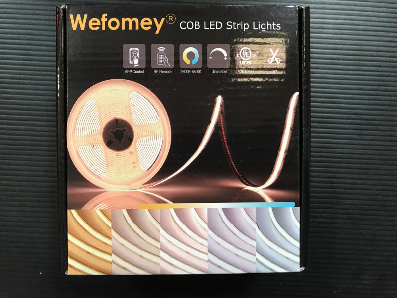 Photo 2 of COB LED Strip Light Warm White to Cool 2700K-6500K, 16.4ft Bright White COB Light Strip with Remote & App, 24V UL Listed 3200LEDs COB Led Lights for Under Cabinet, Kitchen, Indoor Lighting