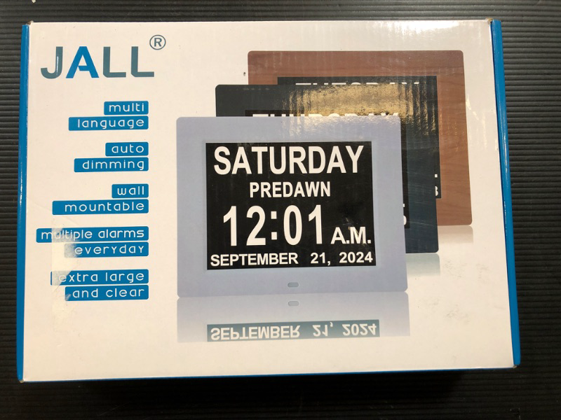 Photo 3 of JALL ?New 2024? Digital Calendar Alarm Day Clock - with 8" Large Screen Display, am pm, Multiple Alarms, for Impaired Vision People, The Aged Seniors, The Dementia, for Desk, Wall Mounted,