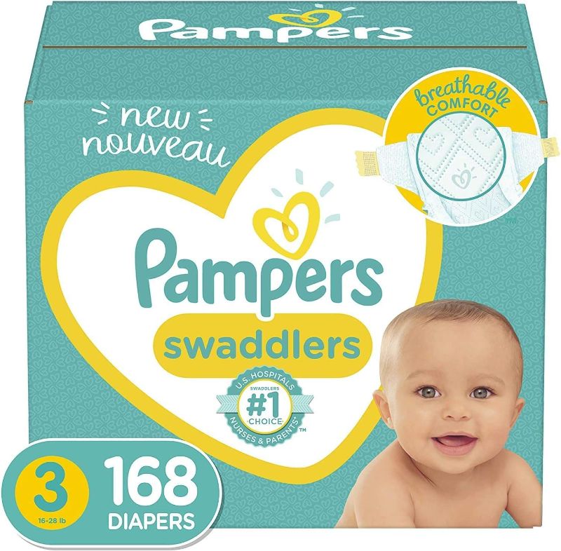 Photo 1 of Baby Diapers Size 3, 168 Count - Pampers Swaddlers, ONE MONTH SUPPLY 
