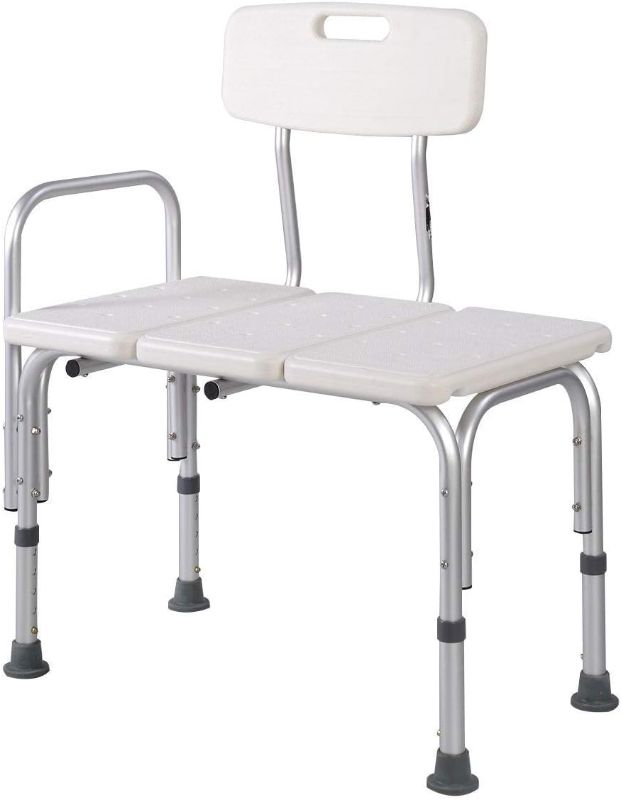 Photo 1 of MedMobile® Bathtub Transfer Bench/Bath Chair with Back, Wide SEAT, Adjustable SEAT Height, Sure-GRIPED Legs, Lightweight, Durable, Rust-Resistant Shower Bench
