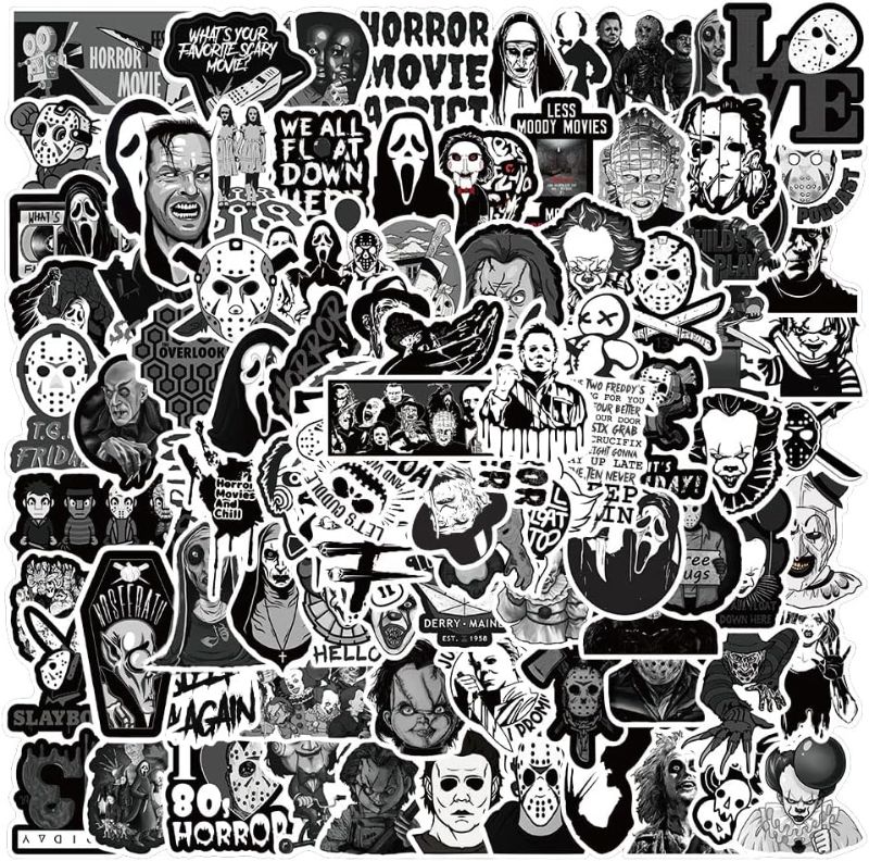 Photo 1 of 100 Pcs Horror Stickers,Horror Movie Stickers Vinyl Waterproof Stickers for Laptop,Skateboard,Hydro Flask,Water Bottles,Computer,Phone(Horror -100PCS)
