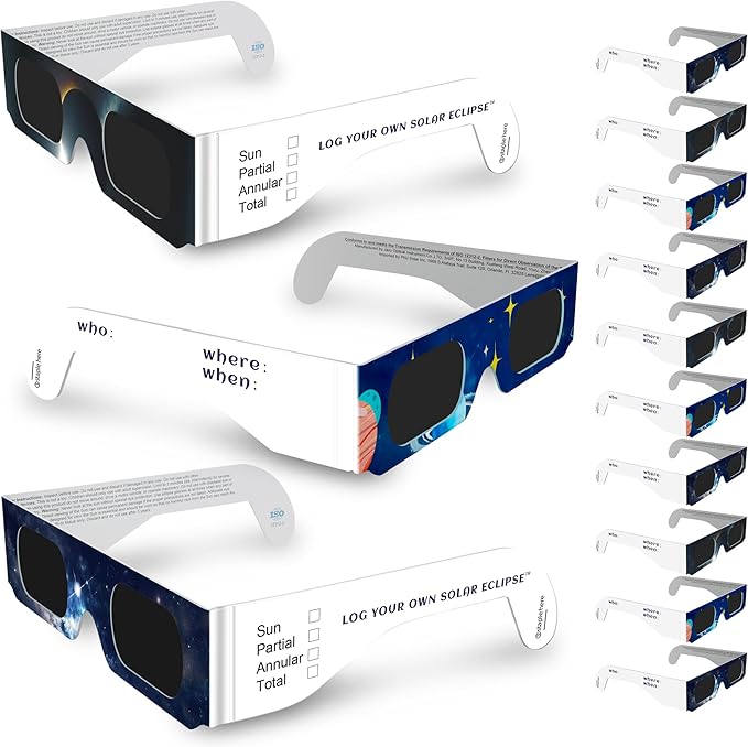 Photo 1 of [10 Pack Premium Solar Eclipse Glasses AAS Approved 2024 Patent Pending - ISO Certified - Mixed Patterns
