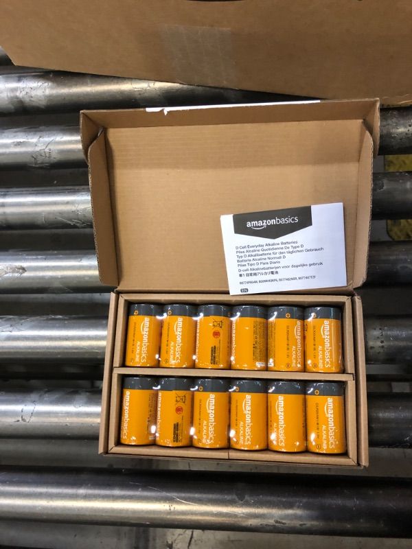 Photo 1 of Amazon Basics 12-Pack D Cell Alkaline All-Purpose Batteries, 1.5 Volt, 5-Year Shelf Life 12 Count (Pack of 1)