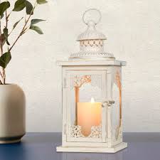 Photo 1 of ,Outdoor Lanterns for Porch,Large Candle Lantern, Beige Metal Frame with Glass for Fall, Christmas