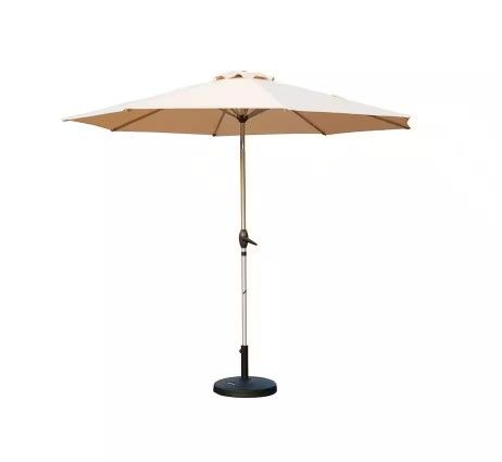 Photo 1 of 10 ft. Aluminium Market Patio Table Umbrella in Beige with Push Button Tilt and Crank
