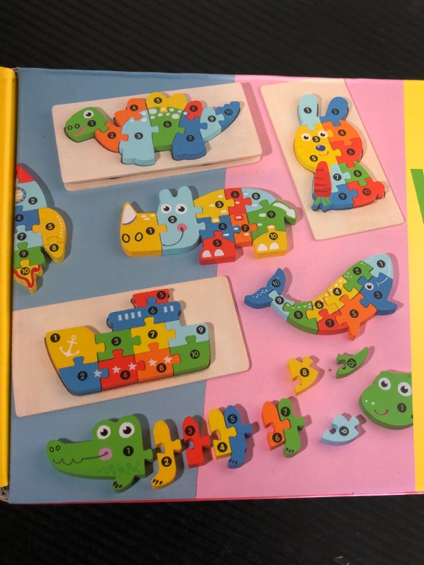 Photo 1 of dreNcynt Montessori wooden puzzle, toddlers ages 3-6, wooden puzzle, boys and girls ages 3-6, 4 pack with included giftbox, toddler toys, boys 3 years old, girls 3 years old.