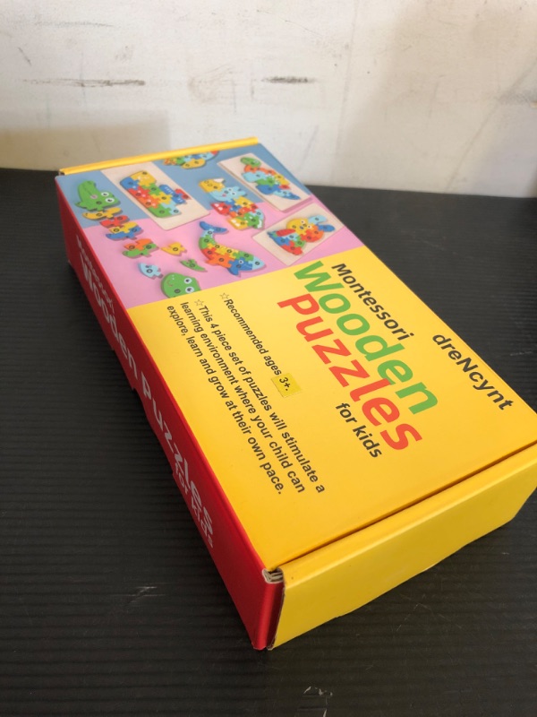 Photo 1 of dreNcynt Montessori wooden puzzle, toddlers ages 3-6, wooden puzzle, boys and girls ages 3-6, 4 pack with included giftbox, toddler toys, boys 3 years old, girls 3 years old.