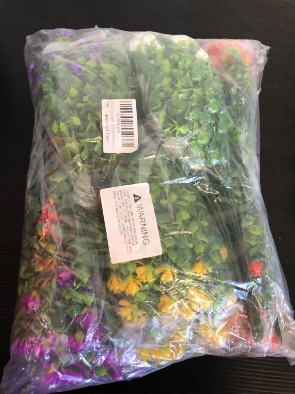 Photo 1 of 20 Bundles Artificial Fake Flowers, UV Resistant Faux Flowers Arrangement, Fake Plants Greenery Shrubs for Indoor Outdoors, Home Garden Patio, Porch, Hanging Planter, Window Box Farmhouse Mixed Color