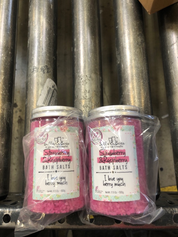 Photo 1 of Bella & Bear Strawberry & Raspberry Bath Salts, Foot Soak, Detox, Fruity Scent,17.6oz Pack of 2