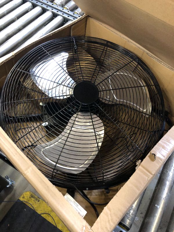 Photo 2 of Amazon Basics 20-Inch High-Velocity Industrial Floor Fan with 3 Speeds, Metal Construction and Aluminum Blades, Ideal for Industrial & Commercial Spaces, 125W, Black, 9.45"D x 23.43"W x 23.82"H