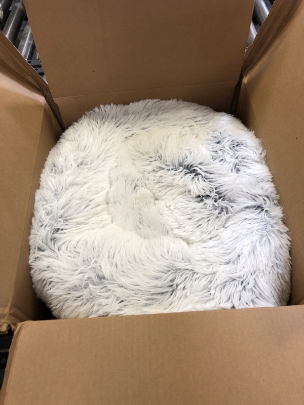 Photo 2 of Best Friends by Sheri The Original Calming Donut Cat and Dog Bed in Shag Fur Frost, Extra Small 18" 18.0"L x 18.0"W x 7.0"Th Frost Shag