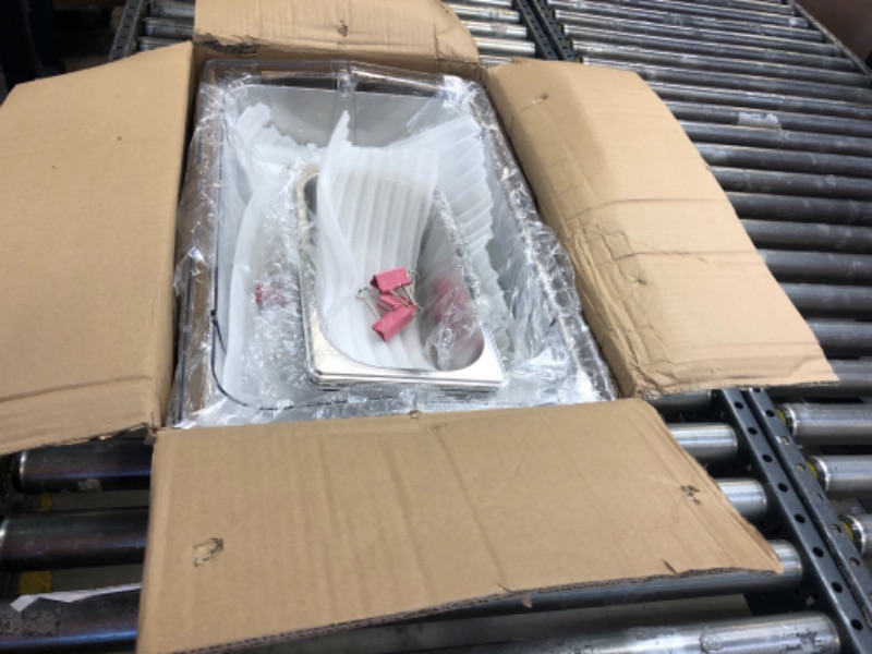 Photo 1 of Ziliny Countertop Food Serving Display Container and Clear Roll Top Cover Stainless Steel Food Serving Tray Buffet Condiment Dispenser Display Rack for Restaurant Hotel Kitchen Party (3 Pan)