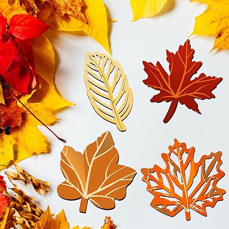 Photo 1 of  Wood Cutouts Maple Leaves Wooden Crafts Fall Leaves Shape Crafts Autumn Leaf Wooden Cutouts for DIY Craft Tags Thanksgiving Party Nursery Home Decoration, 4 Styles