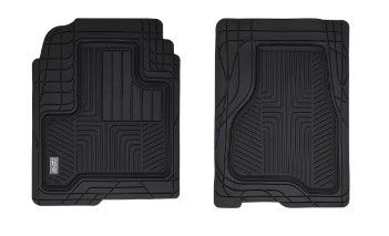 Photo 1 of 2-Piece All-Weather Heavy-Duty Truck Floor Mats - Universal Fit  (Black)