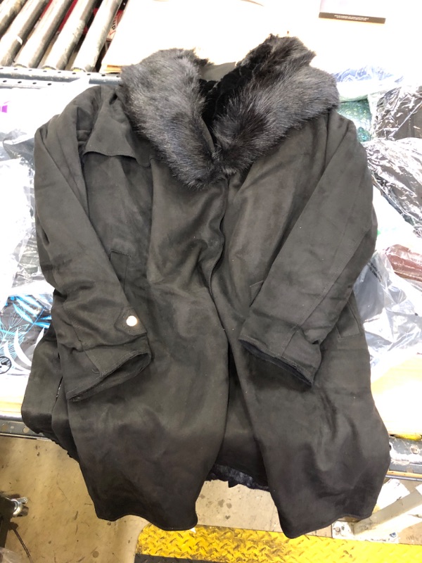 Photo 1 of Bellivera Women's Faux Suede Long Jacket?Lapel Outwear Trench Coat Cardigan with Detachable Faux Fur Collar SIZE XL 