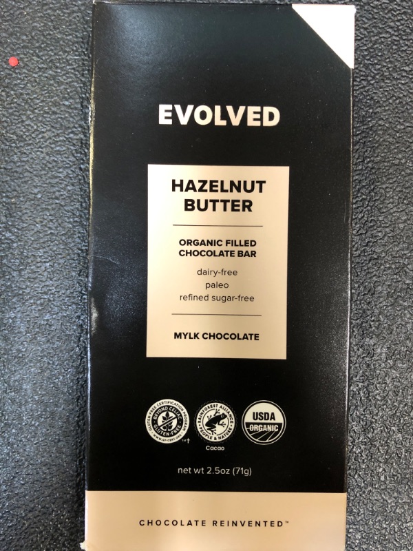 Photo 1 of 
Hazelnut Butter Organic Filled Chocolate Bar, Dairy Free, Paleo, Refined sugar -- Best by 9/20/2024