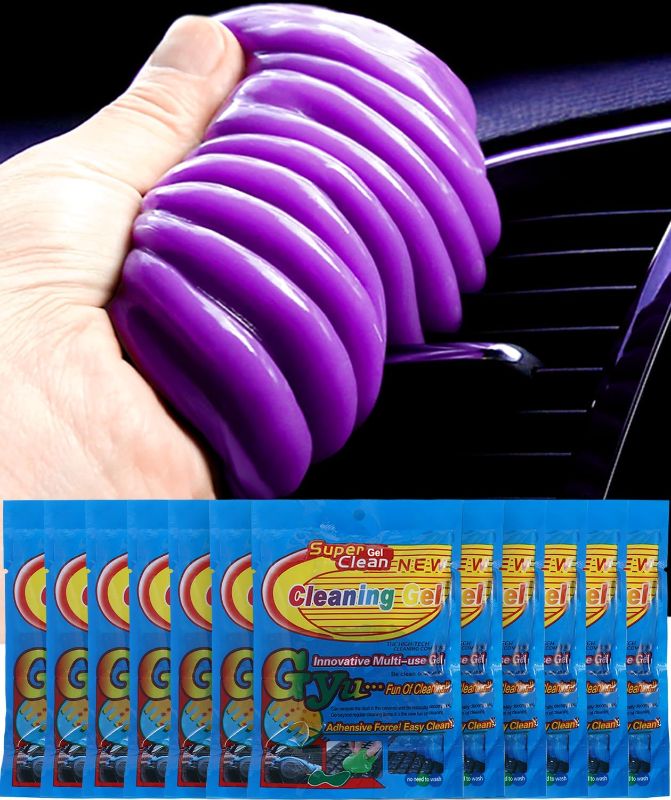 Photo 1 of 12 Pack Car Cleaning Gel, Putty Cleaner for Cars and Keyboard Leather Sofa Car Vent Automotive Dust Car Crevice/Car Accessories for Women Purple 840g
