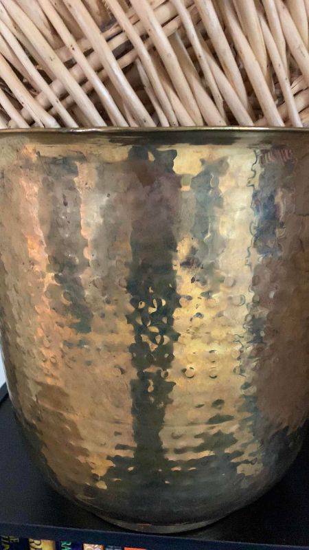 Photo 1 of 4-WOVEN BASKETS AND A METAL PLANTER