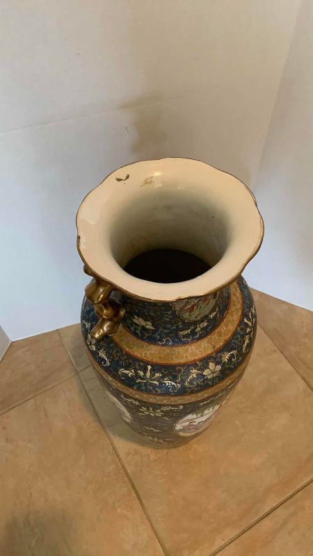 Photo 1 of SATSUMA STYLE FLOOR VASE 11” X 25”