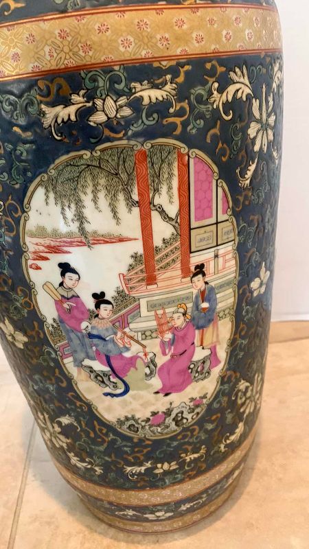 Photo 1 of SATSUMA STYLE FLOOR VASE 11” X 25”