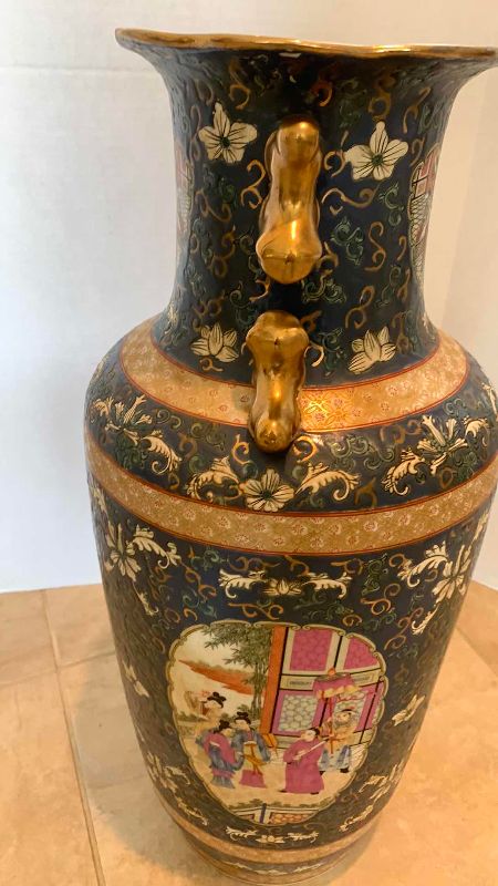 Photo 1 of SATSUMA STYLE FLOOR VASE 11” X 25”