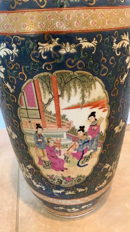 Photo 1 of SATSUMA STYLE FLOOR VASE 11” X 25”