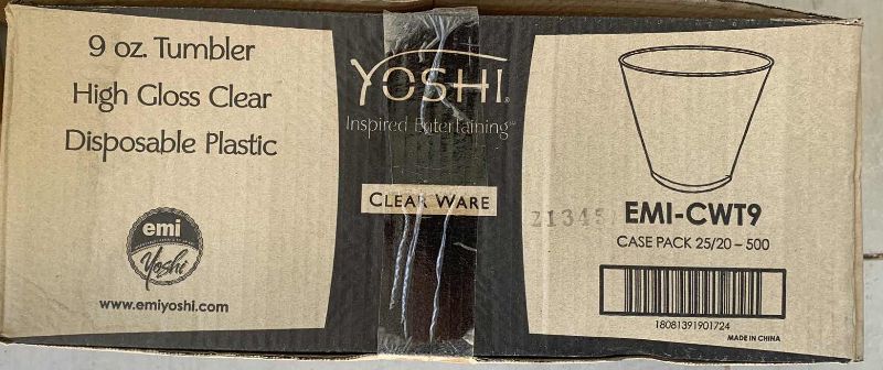 Photo 1 of CASE OF 500 EMI YOSHI EMI-CWT9 CLEAR WARE SQUAT TUMBLERS 9OZ