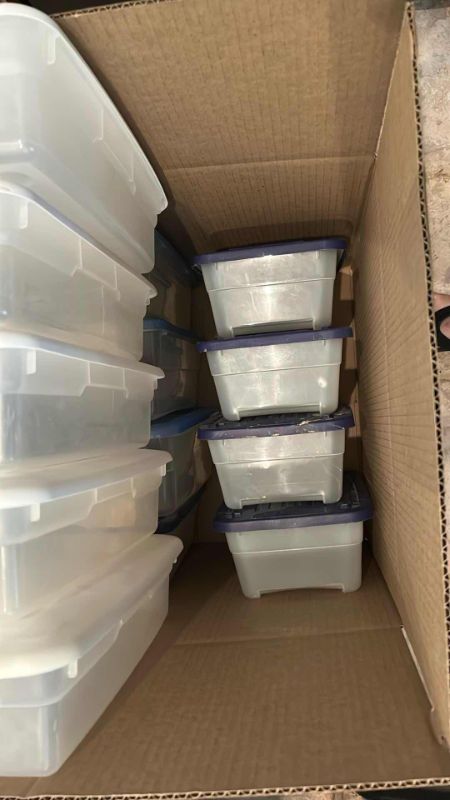 Photo 1 of BOX OF PLASTIC CONTAINERS