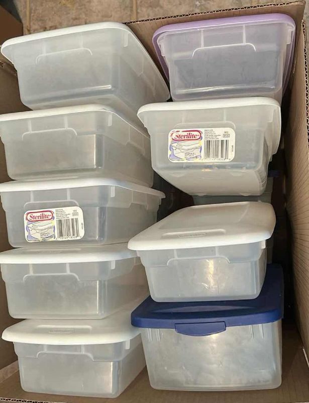 Photo 1 of BOX OF PLASTIC CONTAINERS